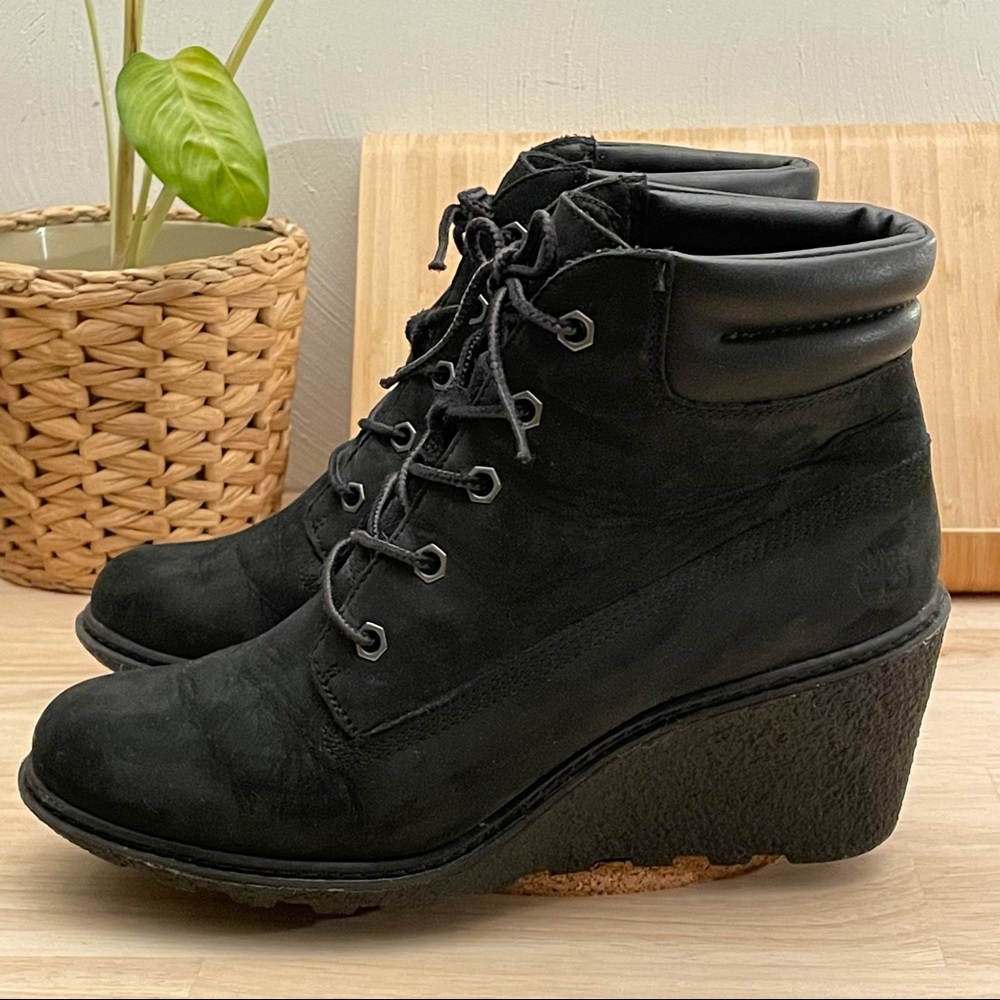 Timberland Amston Black Leather Ankle Boots 6.5